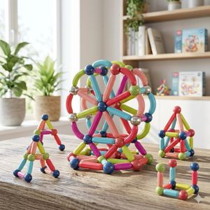 Premium Magnetic Stick and Ball Building Set for Kids - Colorful DIY Stem Construction Kit for Creative 3D Engineering and Sensory Development