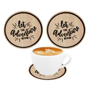  كوستر قاعدة اكواب خشب قطر 9 سم محفورة بالليزر اشكال - 2 قطعة - كود 7101- من رنا ستور 