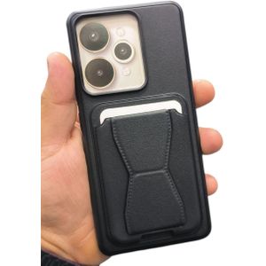 جراب حماية لموبايل Realme 15 Pro، مزود بستراب مغناطيسي متعدد الوظائف بتصميم عمودي وأفقي، نمط رفيع ولطيف من السيليكون مع مسند حماية للموبايل(أسود)