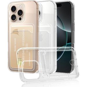 Senordo iPhone 16 Pro Max Protective Case, Clear iPhone 16 Pro Max Case with Card Holder, Slim Shockproof Case Compatible with iPhone 16 Pro Max - Clear
