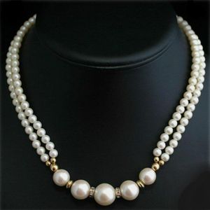 Pink Women's Necklace Of Off-White Pearls With Labels Golden 