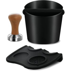 3-Pieces Espresso Machine Accessories Set with 51 mm Coffee Tamper, Knock Box, Tamper Mat and Silicone Pad, Espresso Knock Box for Milk, Coffee and Cappuccino, for Home and Office by Jiffy