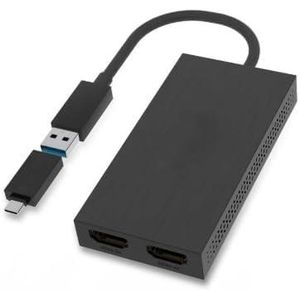 Avva USB 3.0 or USB C Displaylink Adapter Dual HDMI 4K 60Hz for Dual Monitors, USB A/C to HDMI 4K Output for Apple Mac M1/M2/M3 or Windows 10/11