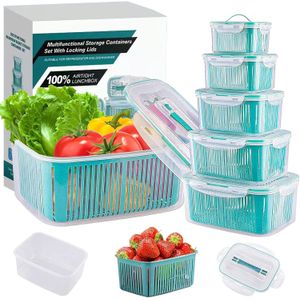 Refrigerator Storage Container set with a strainer, 5 pieces, in different sizes
