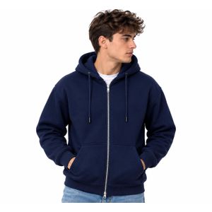 Caesar Men's winter box-fit zip-up hoodie with a hood.