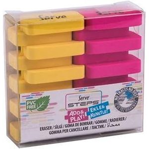 Serve SV-STEPSSGP2FSFP STEPS Eraser, Set of 2 - Yellow and Fuchsia