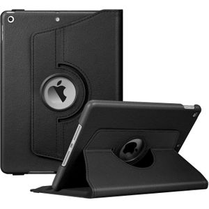 Case Compatible with iPad 10.2 Inch 9th/8th/7th Generation (2021/2020/2019), 360 Degree Rotating Case Cover with Stylus Storage Function, Black