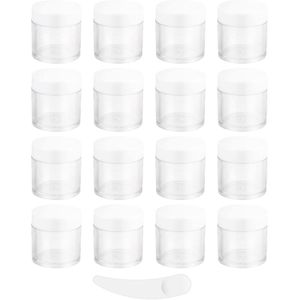 16 Pcs 10ML Empty Cosmetic Jars, Sample Pots, Travel Pots with Spatula for Cosmetics, Nail Powder, DIY Makeup Creams (16 Pcs, White)