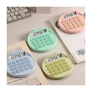 آلة حاسبة دائرية ، آلة حاسبة مكتبية صغيرة محمولة، آلات حاسبة أساسية قياسية بشاشة LCD مكونة من 8 أرقام، لون ماكرون أنيق