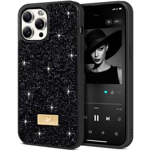 Glitter Crystal Bling Protective Case for iPhone 14 Pro, Slim Shock-Resistant Cover, Black