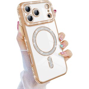 نيوزيكو جراب مغناطيسي شفاف لموبايل ايفون 17 برو ماكس (متوافق مع ماج سيف)، جليتر دايموند للبنات والنساء، غطاء ناعم ورفيع من البولي يوريثين الحراري مضاد للصدمات مع عدسة تغطية كاملة لموبايل ايفون 17 برو