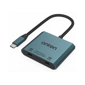 Onten محول من USB-C إلى منفذي Mini DisplayPort مع دعم تقنية MST ودقة 4K بمعدل تحديث 60 هرتز (OTN-UC916)