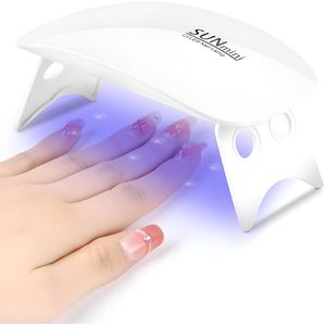 sun 6W USB UV LED Nail Dryer – Portable Gel Nail Dryer Lamp for Fast Curing Manicure and Pedicure – 6 LED Bulbs Dual Wavelength & 120/60s Timer (White)
