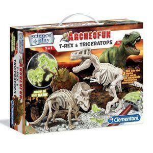 T Rex Clementoni Archeofun T-Rex & Triceratops Glow-In-The-Dark Dig Kit