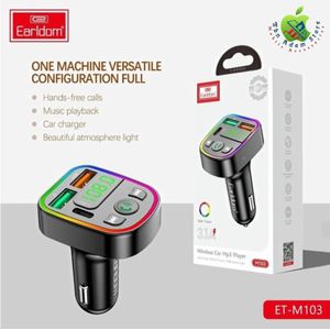Earldom M103 3.1A 4 IN 1 Car MP3 & RGB Charger, Fast Charger - Support 2USB -1 PD - TF Card