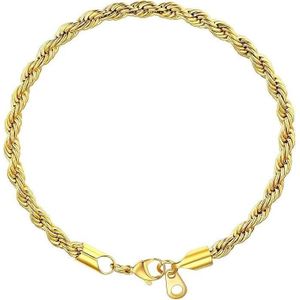 3Diamonds 18K Gold Plated Stainless Steel Bracelet for Men and Women - Gold Color Length 18-22cm 6mm