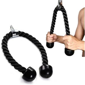 حبل تمارين العضلة ثلاثية الرؤوس - حبل نايلون متين بمقابض مطاطية مانعة للانزلاق، ملحق لجهاز الكابلات في صالة الألعاب الرياضية المنزلية لتقوية عضلات الذراعين والكتفين