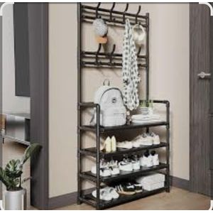 حامل أحذية وملابس معدني أنيق متعدد الاستخدامات