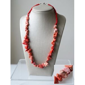 Handmade Nature Natural red coral stone necklace