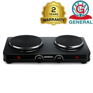 General مسطح تسخين كهربائي جنرال، 2 عين، 2500 وات، أسود - موديل Max HB-2500 ضمان سنتين