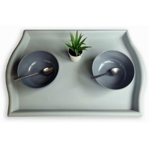 صينية تقديم بلاستيكية كبيرة - 52 سم * 35 سم (رمادي)، مستطيلي