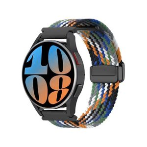 سوار مغناطيسي 20 مم لساعات سامسونج جالاكسي 7/6/5/4/FE (40 مم، 44 مم) وساعات جالاكسي 6/4 الكلاسيكية (47 مم، 43 مم، 46 مم، 42 مم) وساعات جالاكسي 5 برو (45 مم، 3، 41 مم) وساعات أكتيف 2، حزام رياضي مغناطيسي مرن من النايلون المضفر