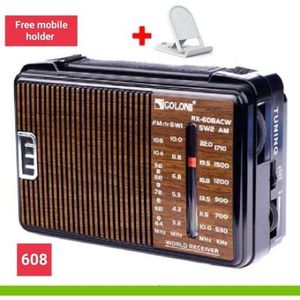 Golon راديو جولون 608 كلاسيك ميني الكهربائي - أسود + حامل موبايل هدية
