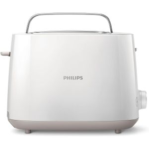 Philips Toaster Daily Collection - 900W, Plastic, 2 Slots With Bun Warmer, 8 Settings, White - HD2581/01