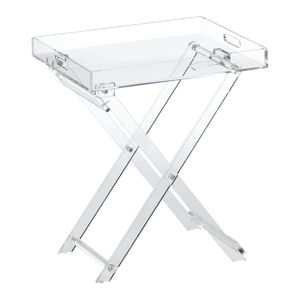 BEST MEDIA  Modern Acrylic Folding Tray Table a Chic Accent Desk a versatile Kitchen and Bar Serving Table with an Elegant Design- Modern - 1 Piece - Transparent