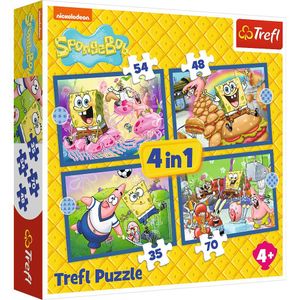 Trefl SpongeBob Underwater Life 4-in-1 Puzzle Set (35+48+54+70 Pieces, 207 Total) - 34674