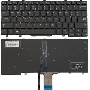 DELL كيبورد بديل بإضاءة خلفية وتصميم أمريكي للاب توب ديل لاتيتيود 7350 5290 E5250 5270 E7270 E7250 7270 MJ8HY 0MJ8HY 0XCD5M، لا سلكي، أسود