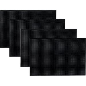 (Set of 4) Premium Rubber Bar Mat 45x30cm Service Mat,Countertop (Black)