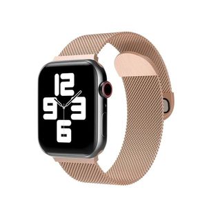 متوافق مع سوار ساعة أبل مقاس 46 مم من السلسلة 10، مصنوع من الفولاذ المقاوم للصدأ، مزود بمشبك مغناطيسي، لون ذهبي وردي.