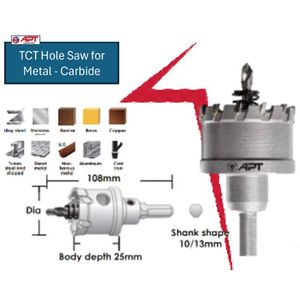 Apt 75mm 12-Tooth TCT Carbide Metal Hole Saw – LC-C070075