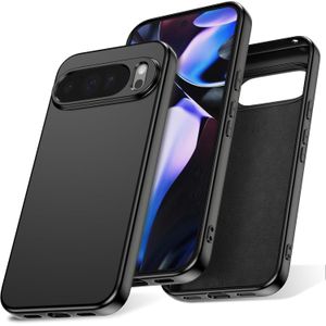 جراب سيليكون لهاتف Google Pixel 10 Pro XL، جراب سيليكون فائق النحافة ومقاوم للصدمات لهاتف Google Pixel 10 Pro XL، لون أسود.