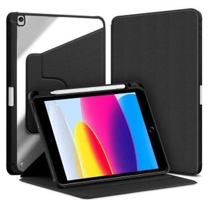 جراب لجهاز iPad Air الجيل الثالث 2019 مقاس 10.5 بوصة مع حامل قلم، متوافق مع iPad Pro مقاس 10.5 بوصة- iPad الجيل التاسع-الثامن-السابع، غطاء كتاب مع حامل دوار 360 درجة وغطاء خلفي شفاف، أسود