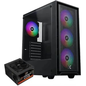 XIGMATIK كيس كمبيوتر XIGMATEK Sky II Mid Tower + باور سبلاي 600 واط 80+ White + 4 مراوح RGB مدمجة – تصميم ألعاب عصري لتجميعات الكمبيوتر