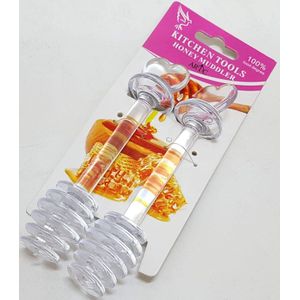 قطعتان من ملاعق العسل، عصا زجاجية لتقليب العسل، قطاعة عسل للمربى وشراب العسل، 15 * 4 سم