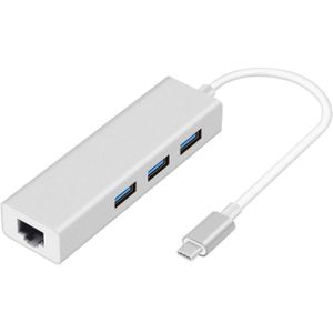 موزع نوع سي الى 3 منافذ USB 3.0 + محول RJ45 لـ ماك بوك / برو اي كروم بيكسل والكثير من الاجهزة المحتوية على
