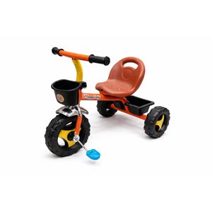 Kid Kids Tricycle with Wide Wheels, Durable Metal Frame, Comfortable Backrest Seat and Rear Basket – black& Orange for Ages 2-5