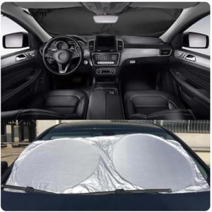 غطاء واقي من الشمس للزجاج الامامي للسيارة مقاس  للحماية من الاشعة فوق البنفسجية وحجب الحرارة والتبريد الداخلي قابل للطي لحماية تابلوه الزجاج الامامي مقاس 140  75 سم، مناسب لجميع السيارات مع شنطة