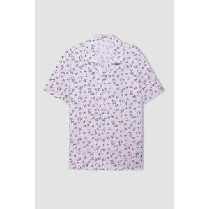 Defacto Man Apache Neck Regular Fit Short Sleeve Shirt - Off White