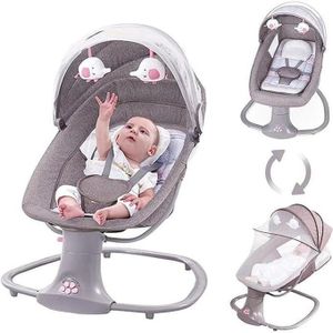 (Mastela) 3 in 1 Baby Rocker Electric Rocker with Remote Control Cradle Bed and Play Chair Suitable from 0 to 36 months up to 18 kg Equipped with Mosquito Net Hanging Toys and Music System Pink