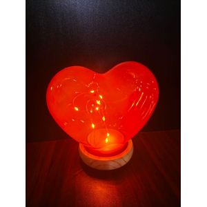 ديكور زجاج زينة للمنزل شكل قلب مضيئة