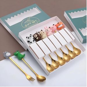 Dessert Spoons Set - Six Stylish Stainless Steel Dessert Spoons Designed for Fruits, Cakes, Hot Drinks, Ice Cream, and Various Sweets with Elegant Modern Shapes