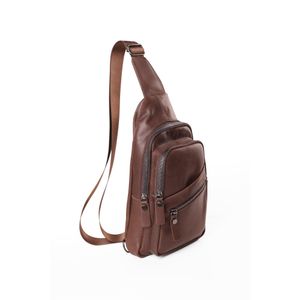 M&O حقيبة كروس رجالي كبيرة من أم أو - جلد طبيعي شنطة كروس رجالي من الجلد الطبيعي  - بنى