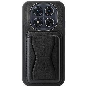 غطاء هاتف من الجلد الصناعي متوافق مع Redmi Note 14 Pro وPro Plus مع حامل بطاقات مدمج ودعامة للوقوف لمظهر أنيق وراحة في القبضة (أسود)