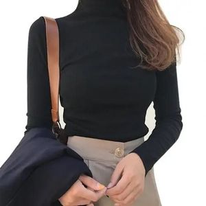 Women Fashion Long Sleeve Turtle Neck Shirts Sexy Lace Patchwork Solid  Color Slim Fit Casual Cotton