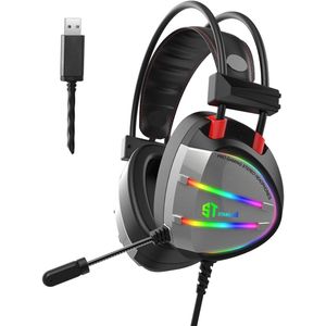 سماعة رأس للألعاب قياسية GM-07 بمنفذ USB - صوت جهوري عميق وتصميم مريح - فضي