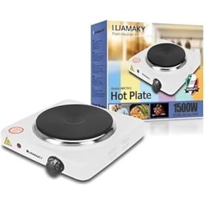 Electric Hob 1 Burner 1500 Watts, White, JMK7013